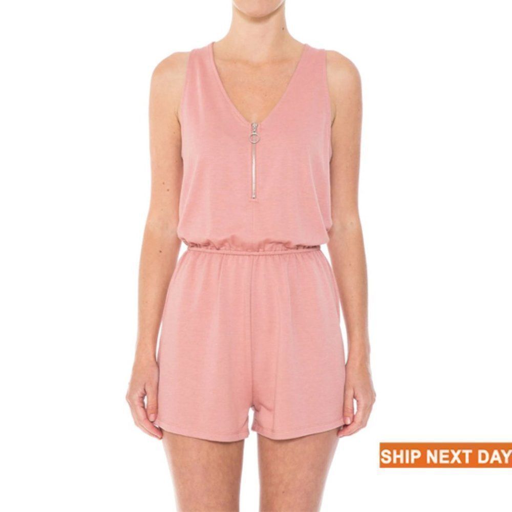 V-Neck French Terry Sleeveless Racerback Romper - Romper - Everyday Romp… - Picture 1 of 1